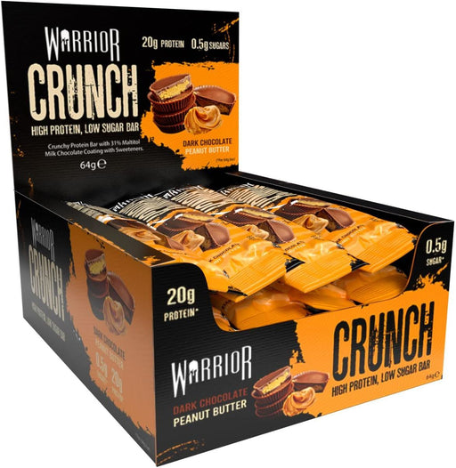 Warrior Crunch Bars High Protein Muscle Gain Dark Chocolate Peanut 12 x 64gWarrior