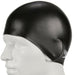 Speedo Junior Plain Moulded Silicone Hydrodynamic Durable Swimming Cap - BlackSpeedo