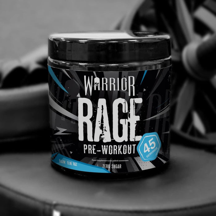Warrior Rage Supplement Workout Muscle Growth Protein Shake Blue Raspberry 392g