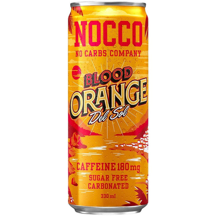 Nocco BCAA+ Cans Caffeine Free Energy Drink - 330ml x 24 - Blood Orange Del Sol