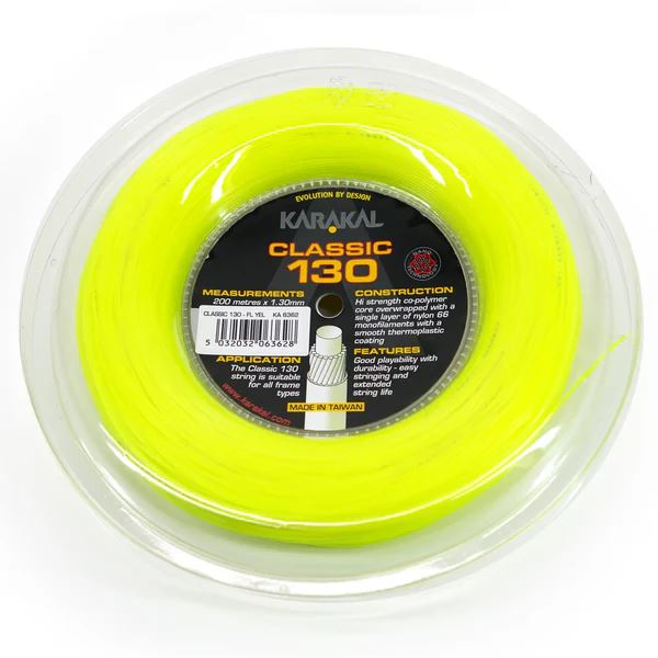 Karakal Classic 130 Racket String Racketball Squash Tennis 200M Coil - Yellow