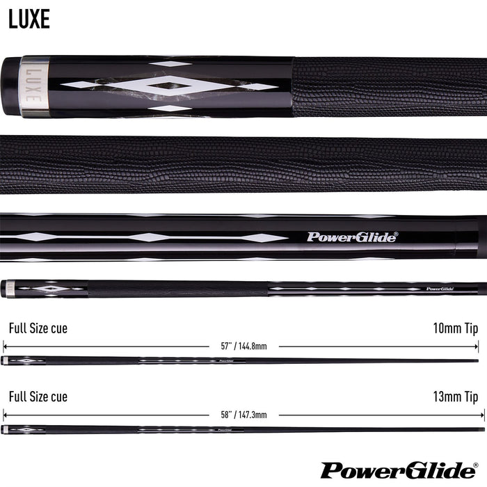 PowerGlide Luxe Carbon Pool Cue High‑Performance 2‑Piece Cue 10mm Tip
