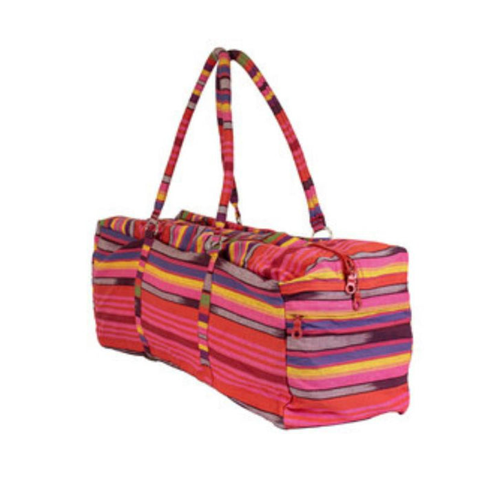 Fitness Mad Striped Powerloom Yoga Kit Bag – Yoga Mat & Pilates Carrier - Pink