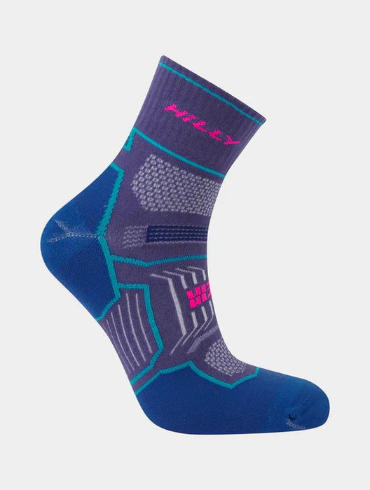 Hilly Twin Skin Anklet Socks Flat Toe Seam Arch Grip - Grape Blue