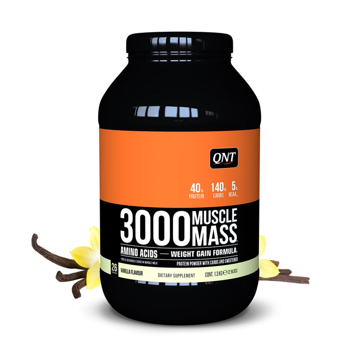QNT 3000 Muscle Mass Protein Powder Weight Gain Formula 1.3kg - Vanilla