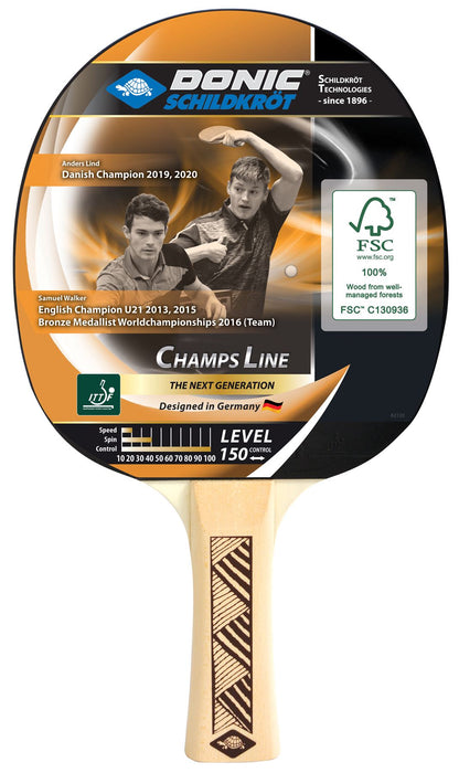 Donic Schildkrot Champs Line 150 Table Tennis Paddle Bat ITTF Approved Racket
