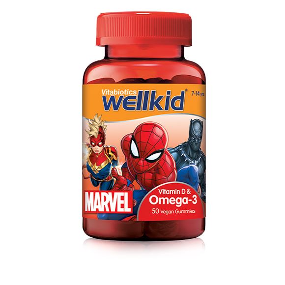 Vitabiotics Wellkid Marvel Omega-3 DHA Children Orange Flavour Vegan 50 Gummies