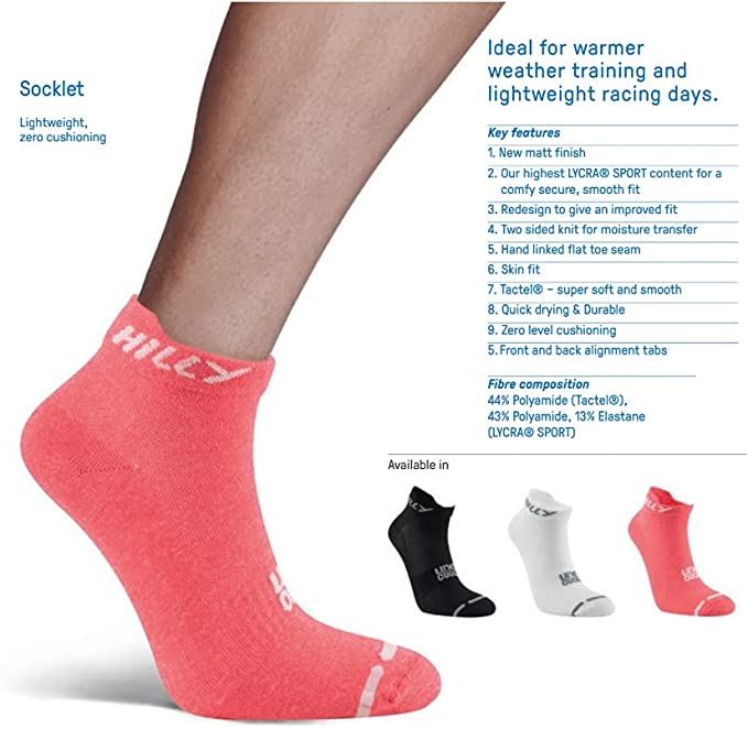 Hilly Unisex Active Socklets Ankle Jogging Socks White/Grey - 3 Pairs for 2