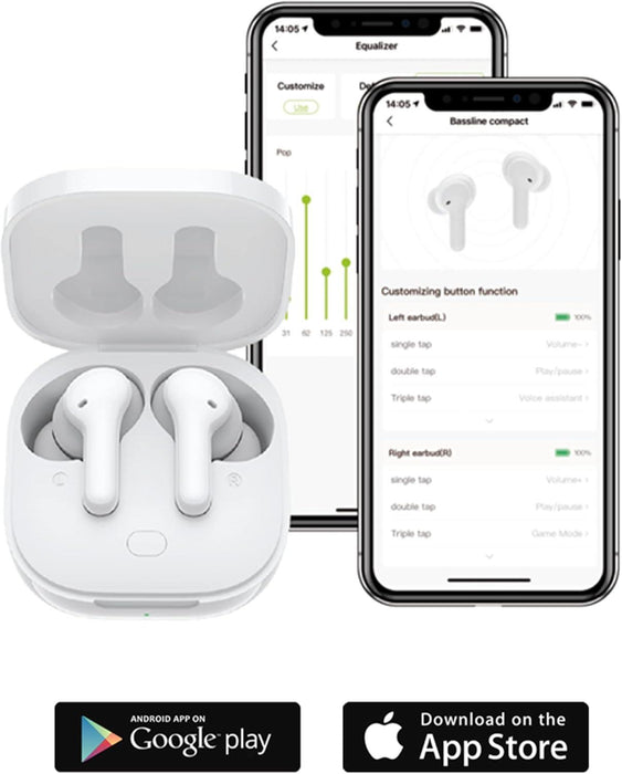 Bassline Compact True Wireless Ear Buds Sweat Proof 27 Hours Play Time White