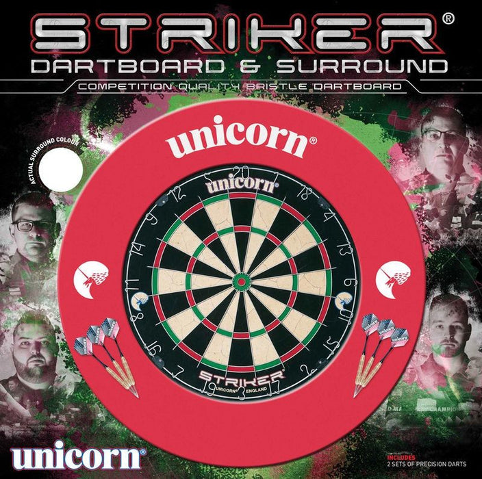 Unicorn Darts Striker Dartboard and Surround Complete Bristle Board Set