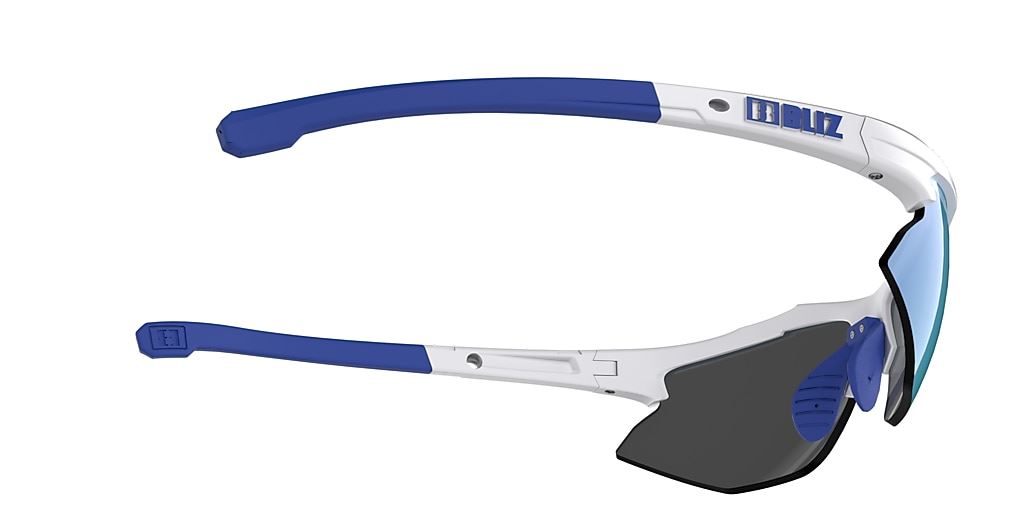Bliz Hybrid Sunglasses Cycling Sports White Frame Smoke Blue Lens