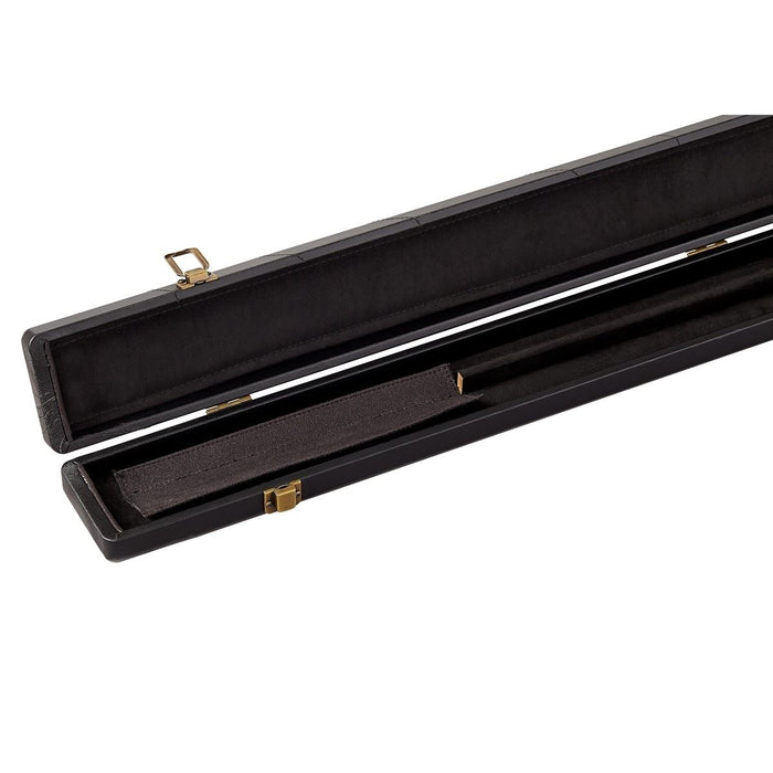 PowerGlide Snooker Cue Case Hard Black Leather Pool Bag Box 3/4 & Centre Split
