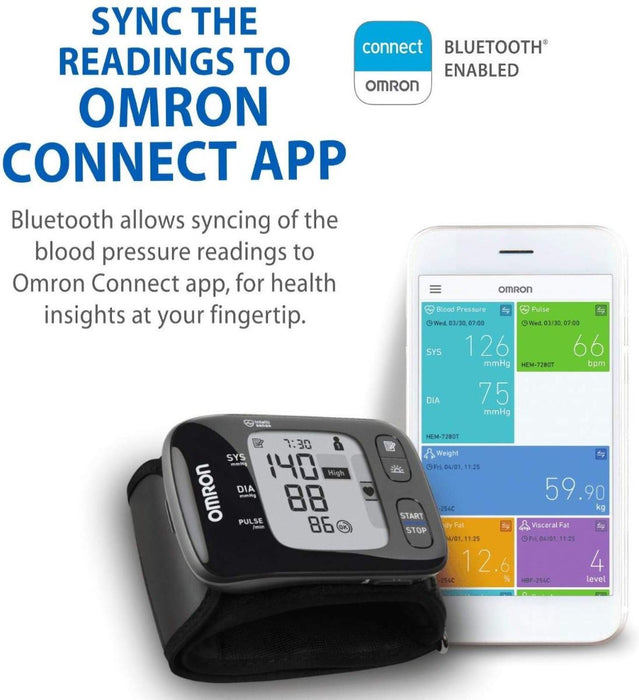 Omron RS7 HEM 6232T Wrist Blood Pressure Monitor with Bluetooth Connect
