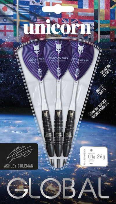 Unicorn Darts Ashley Coleman 90% Tungsten 26g Steel Tip Pro Dart Set