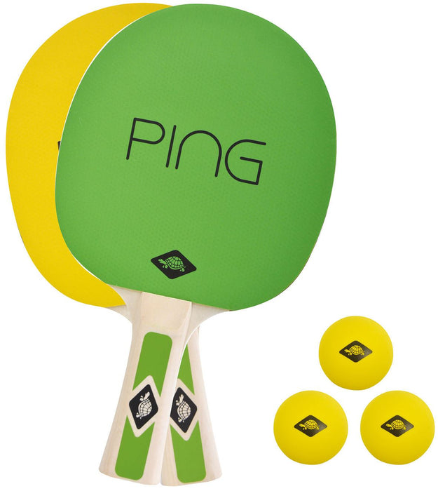 Donic Schildkrot Table Tennis Ping Pong Set Yellow / Green - 2 Bats and 3 Balls
