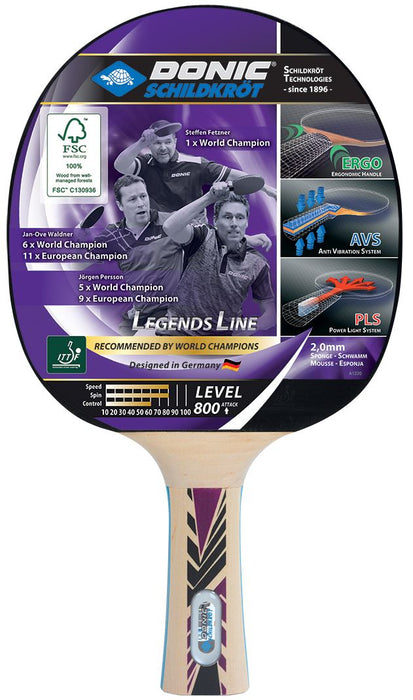 Donic Schildkrot Legends 800 FSC Table Tennis Paddle Bat Wood Ping Pong Racket