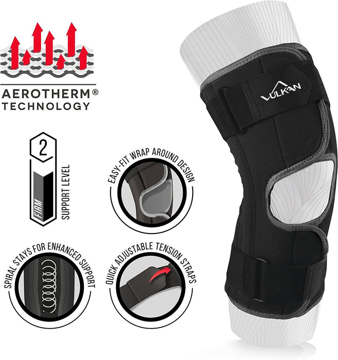 Vulkan Classic Knee Brace in Black Made of Neoprene - Adjustable - Level 2
