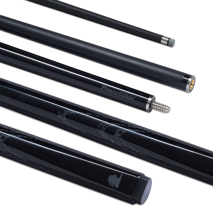 PowerGlide Svartur Fibreglass Snooker Cue With Case 10mm Tip Bundle - Black