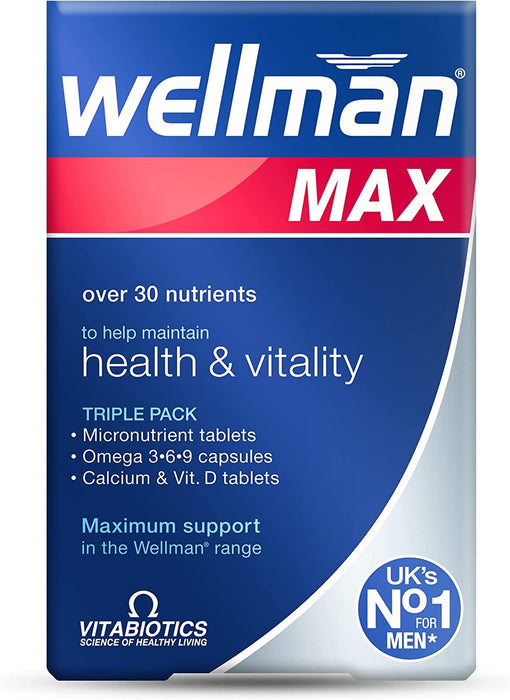 Vitabiotics Wellman Max 84x Capsules/Tablets Omega Health Vitality 3 Packs for 2