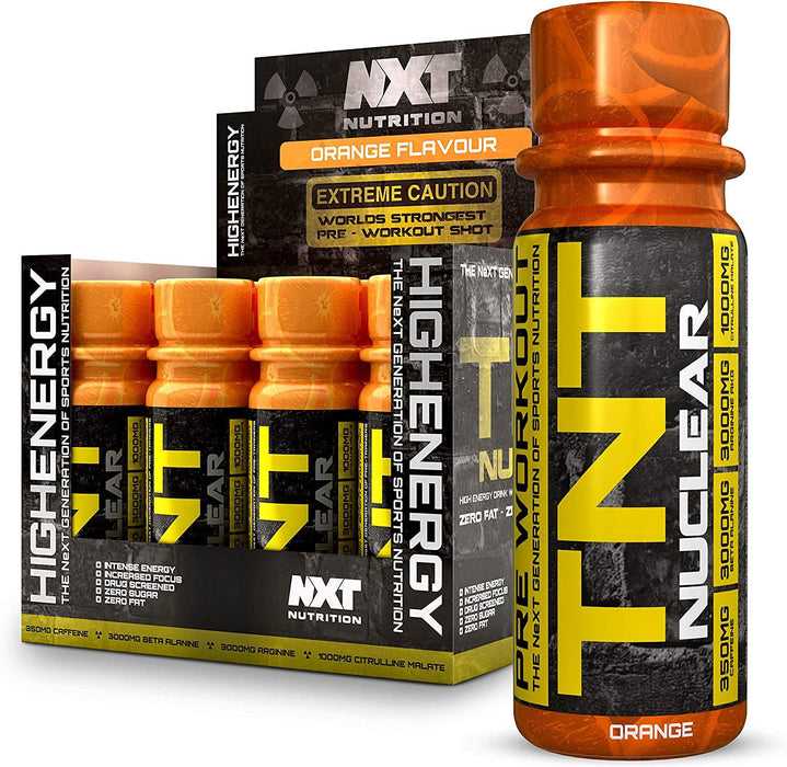 NXT Nutrition TNT Nuclear Shots 12 x 60ml Pre Workout Intensity Drink - Orange