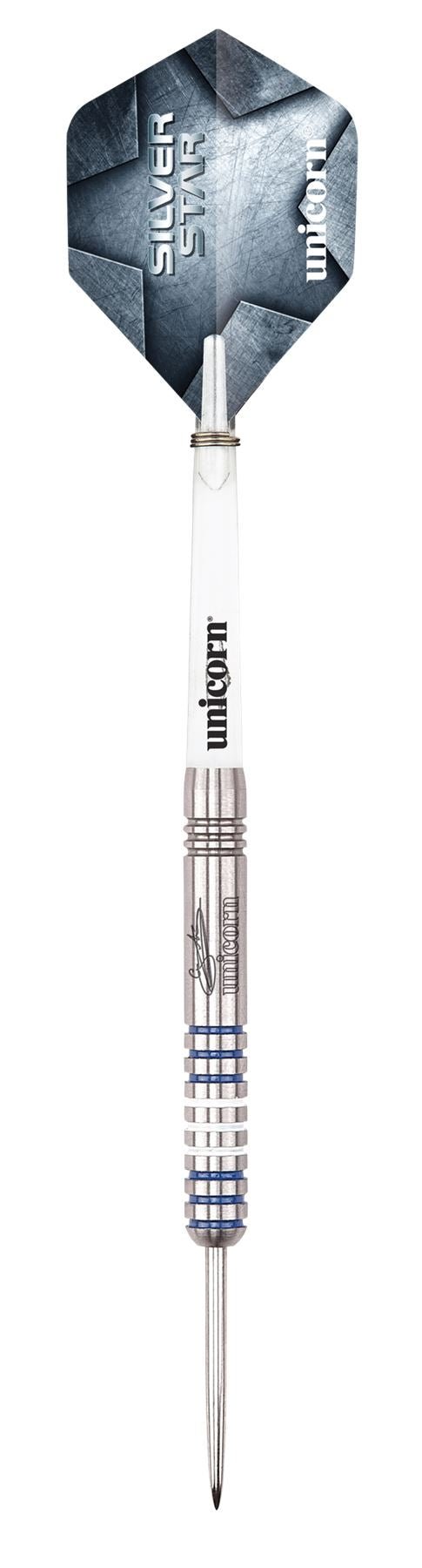 Unicorn Silver Star Darts Set Gary Anderson Steel Tungsten Shafts 21/23/25/27GUnicorn