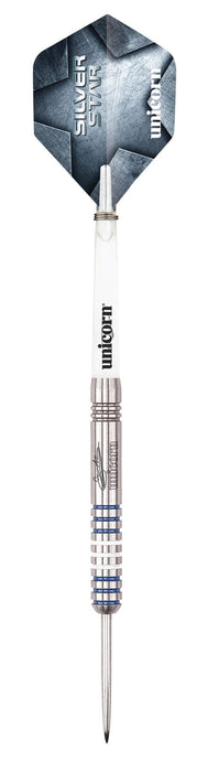 Unicorn Silver Star Darts Set Gary Anderson Steel Tungsten Shafts 21/23/25/27G