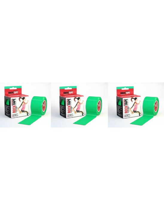 Rocktape Strong Adhesive Kinesiology Tape Standard Rolls x 3 - Green