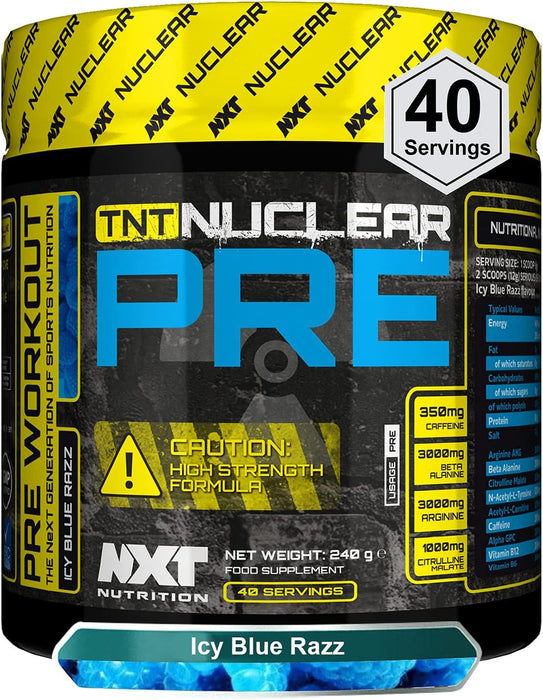 NXT TNT Nuclear Extreme Pre Workout Energy Powder 240g - Icy Blue RazzNXT