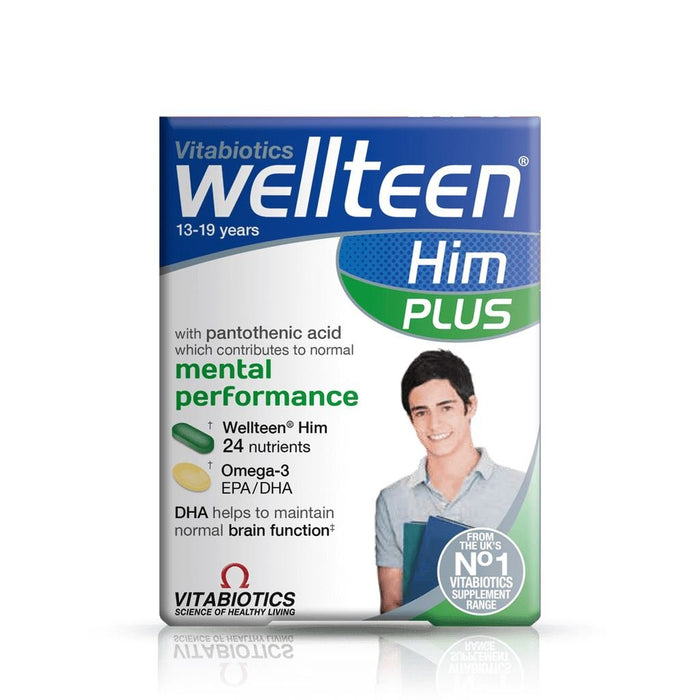 Vitabiotics Wellteen Him Plus Capsules Omega - 3 DHA Vitamin Supplement - 56 TabletsVitabiotics