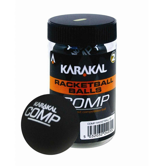 Karakal Competition Ball Black Squash Court Rubber Racketball Tub - Pack of 2