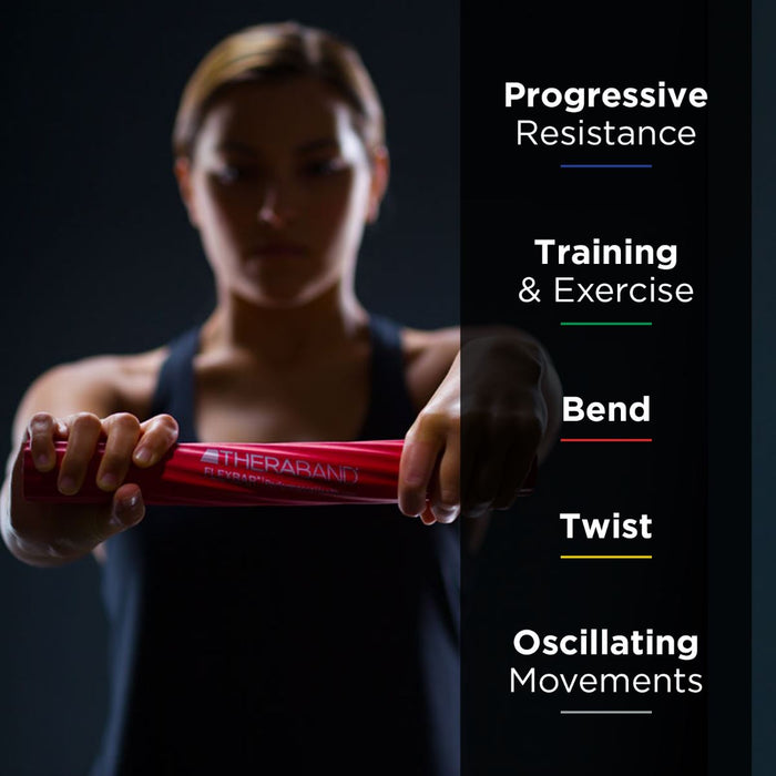 TheraBand FlexBar Strengthen Wrists Elbows & Forearms Resistance Training ( Red ) Light