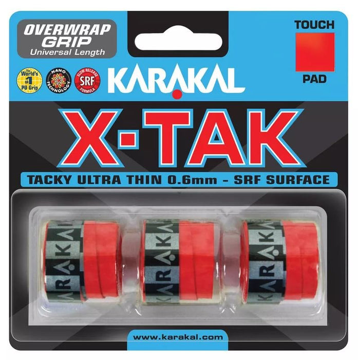 3x Karakal XTAK Overgrip 0.6mm For Tennis Badminton Squash RacketballFITNESS360