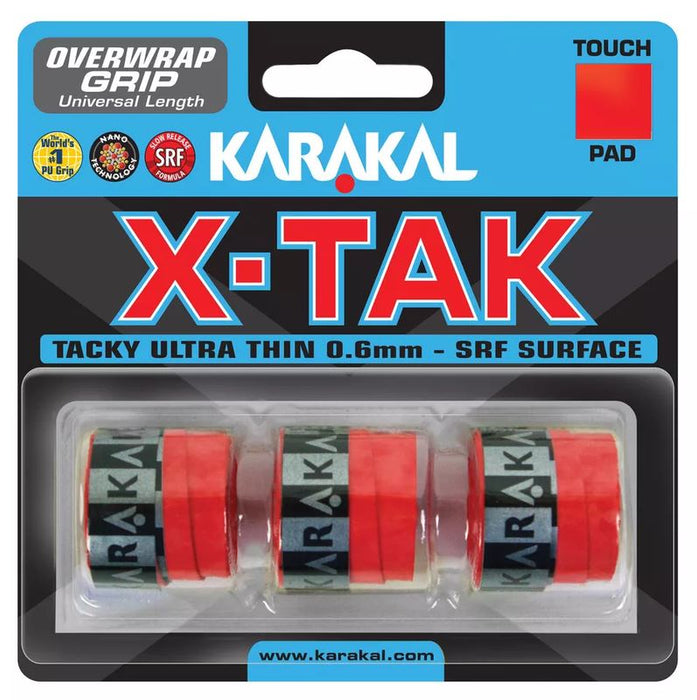 3x Karakal XTAK Overgrip 0.6mm For Tennis Badminton Squash Racketball