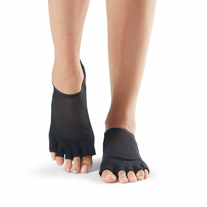 Toesox Half Toe Luna Black Mesh Soft Grip Yoga & Pilates Non Slip Socks