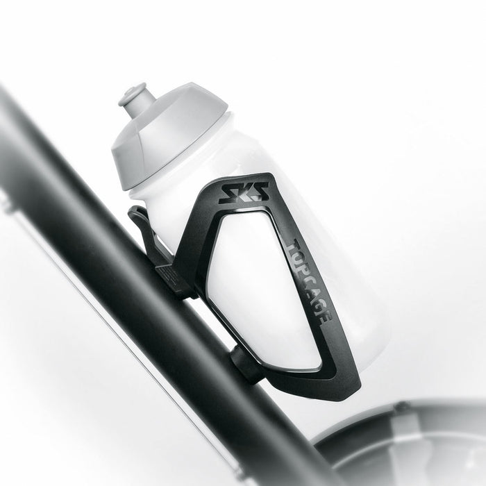 SKS Topcage Bottle Cage Flexible Plastic Secure Mount for 1.5L Bottles - Black