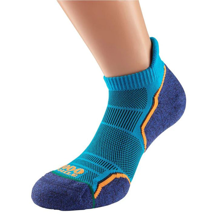 1000 Mile Mens Run Socklet Arch Bracing Secure Fit Twin Pack Kingfisher/Navy