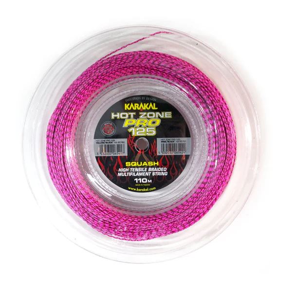 Karakal Hot Zone Pro 125 Squash Racket String Braided 110m Coil - Pink/Black