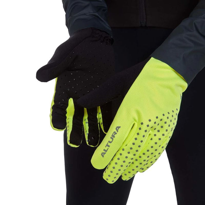Altura Nightvision Windproof Fleece Cycling Gloves Thermal Grip Reflective - Yellow