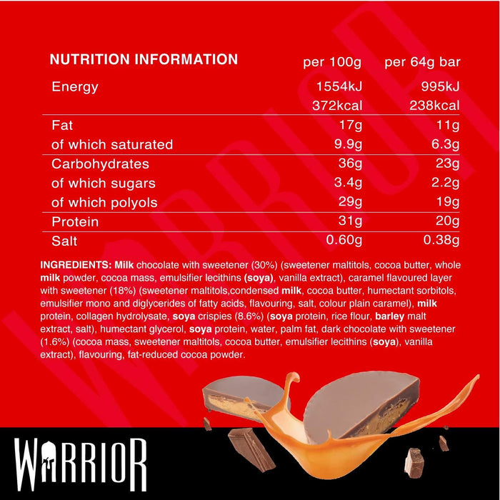 Warrior Crunch Bars High Protein Low Carbs Muscle Growth Peanut Butter 12 x 64g