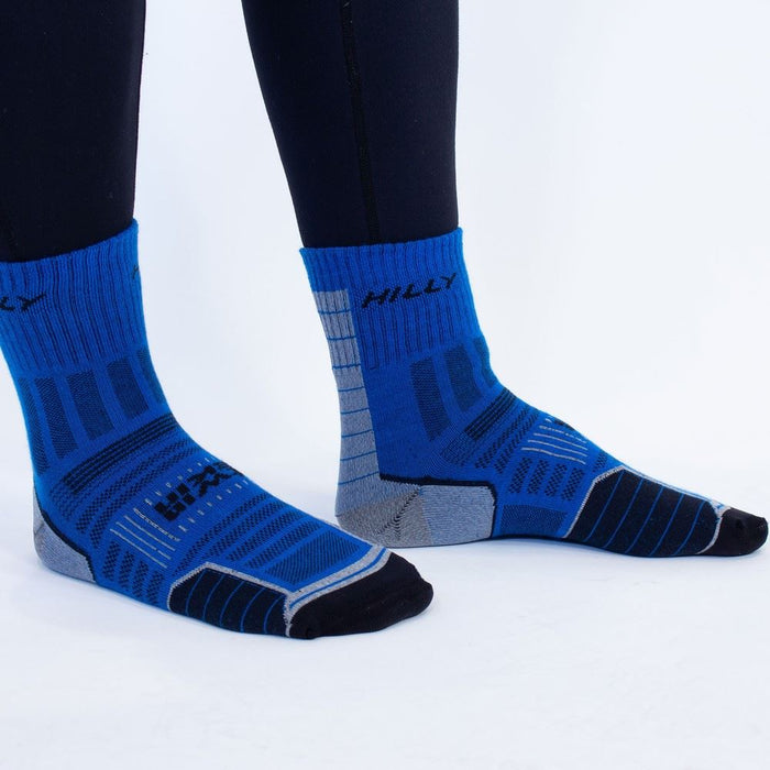 Hilly Mens Twin Skin Anklet Socks Sports Running Socks - Azurite /Marl Grey