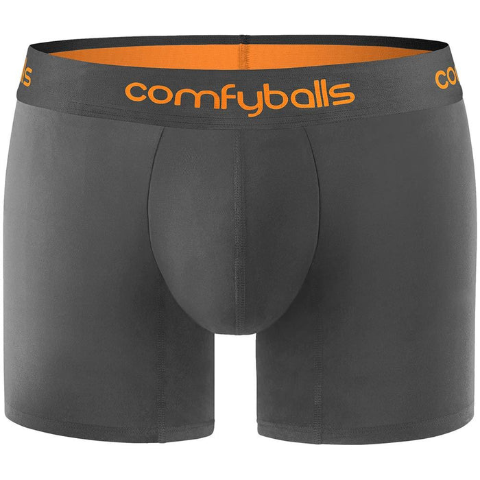 Comfyballs Men's Long Boxer Shorts Fitness Athletic Underwear - Charcoal Orange