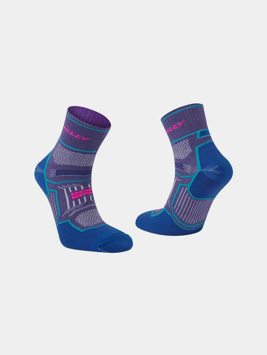 Hilly Twin Skin Anklet Socks Flat Toe Seam Arch Grip - Grape Blue