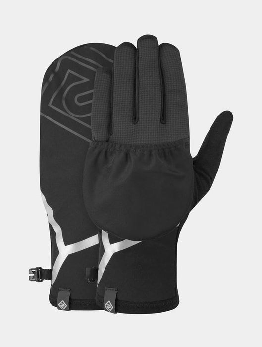 Ronhill Running Gloves – Wind-Block Convertible Glove Thermal & Reflective - Black