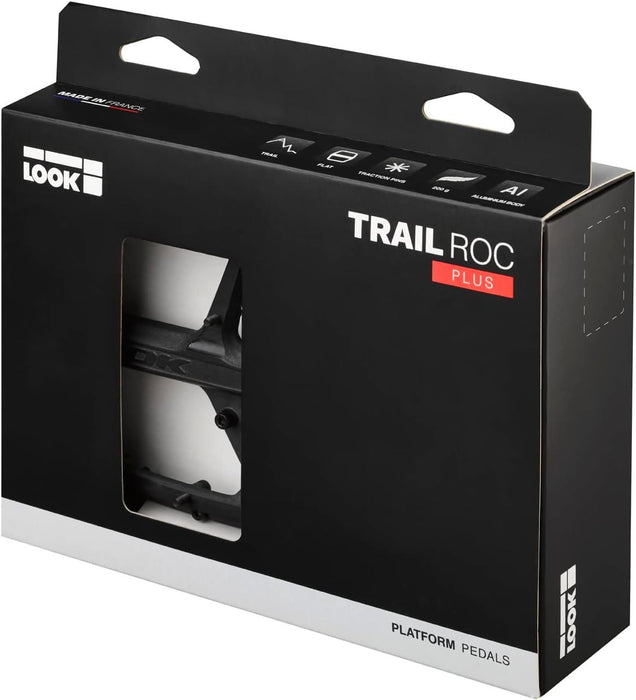 LOOK Trail Roc Plus Flat Bike Pedals Alloy Platform with 10 Pins - Black