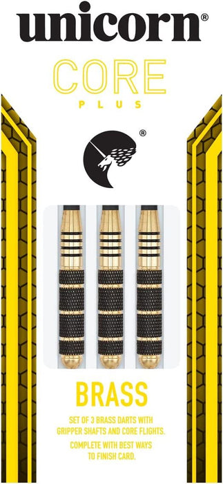 Unicorn Core Plus Dart Brass Set Soft Tip Gripper 3 Shafts Flights 17/19g