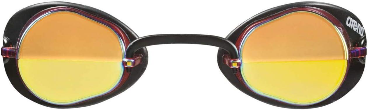 Arena Swedix Mirror Competition Swimming Goggles Swedish Type Nose Bridge Design[RED/YELLOW/BLACK]