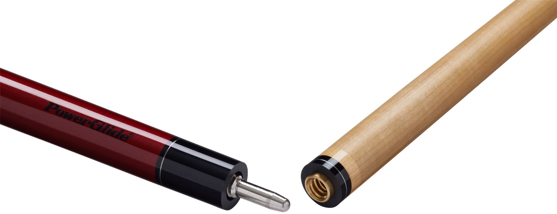 PowerGlide Verve Carbon Pool Cue 50/50 2 Piece Cue Maple Wrap - Red