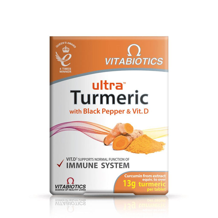 Vitabiotics Ultra Turmeric Black Pepper Vitamin D Natural Supplements-60 Tablets