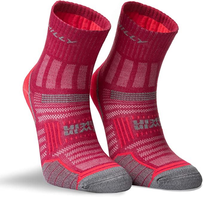 Hilly Womens Ankle Running Socks Twin Skin Cushioned - Magenta - 3 Pairs for 2Hilly