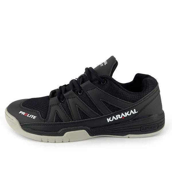Karakal Prolite Men's Squash Shoes Breathable Mesh Upper Rubber Out Sole Indoor Trainers Black